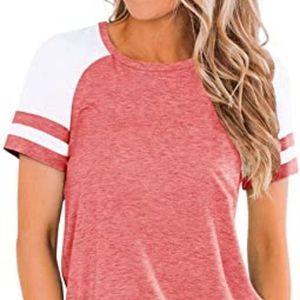 Heymiss Womens Shirts Casual Color Block Crewneck Summer  Tunic Tops